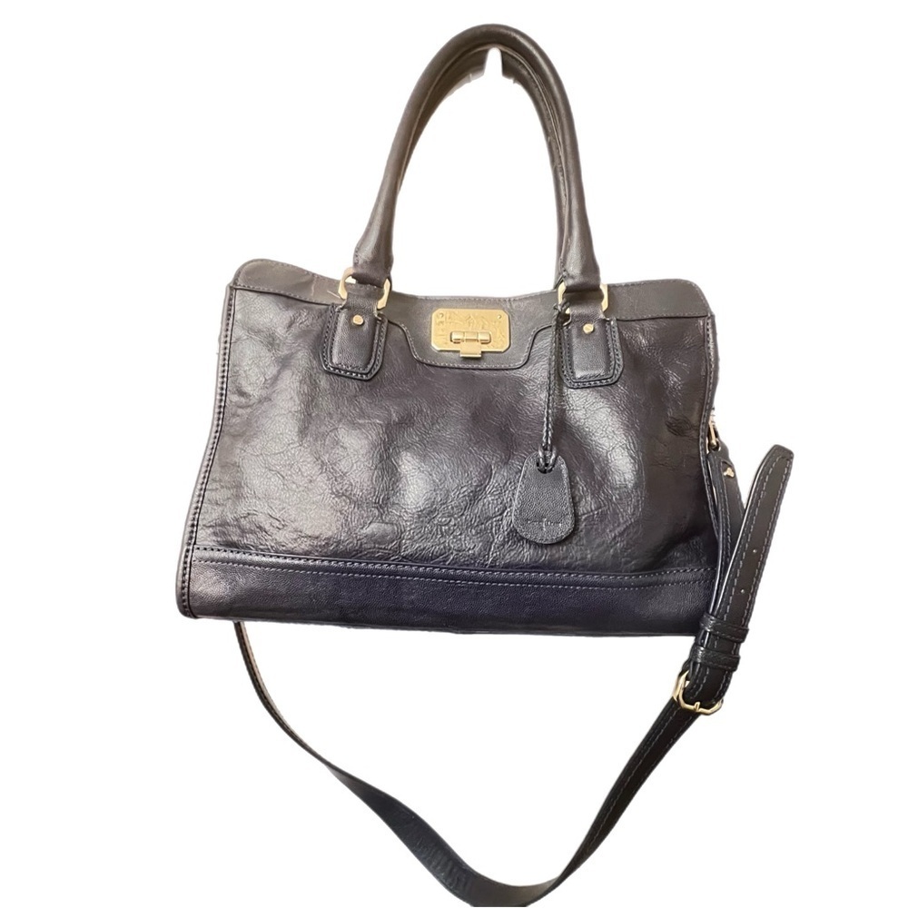 Cole Haan Handbag Valise Kendra Gray Leather  Satchel Tote Convert Shoulder Bag